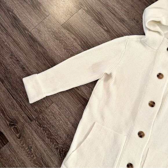 Ann Taylor Cream Long Length Hooded Sweater New - Picture 3 of 10